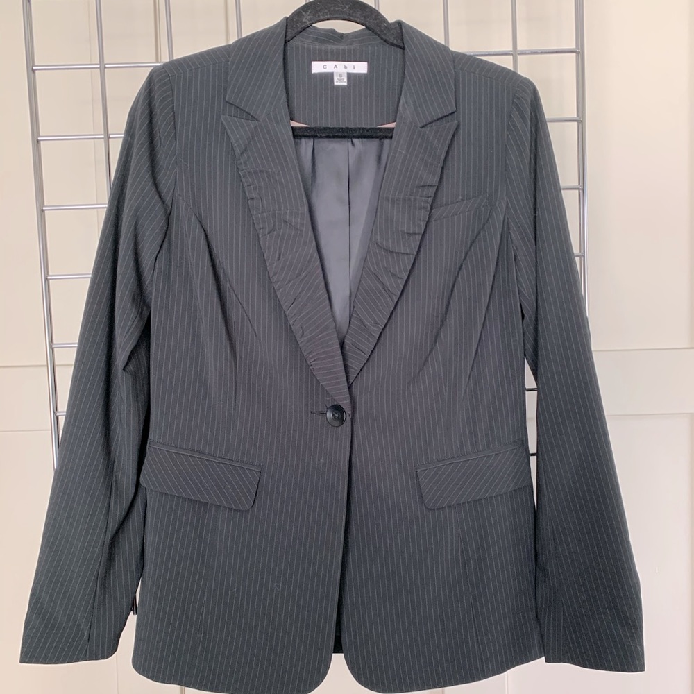 Boss meets Femme Pin Stripe Lauren Blazer-Grey w/rose gold pin stripe